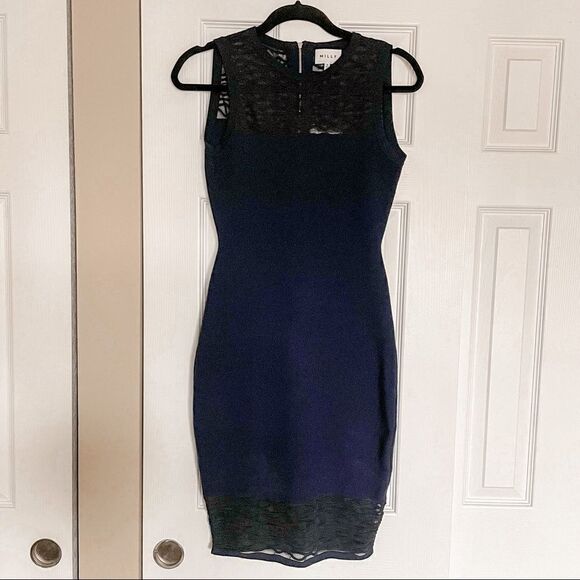 MILL Shift Dress Fitted Bodycon S Navy - Picture 7 of 12
